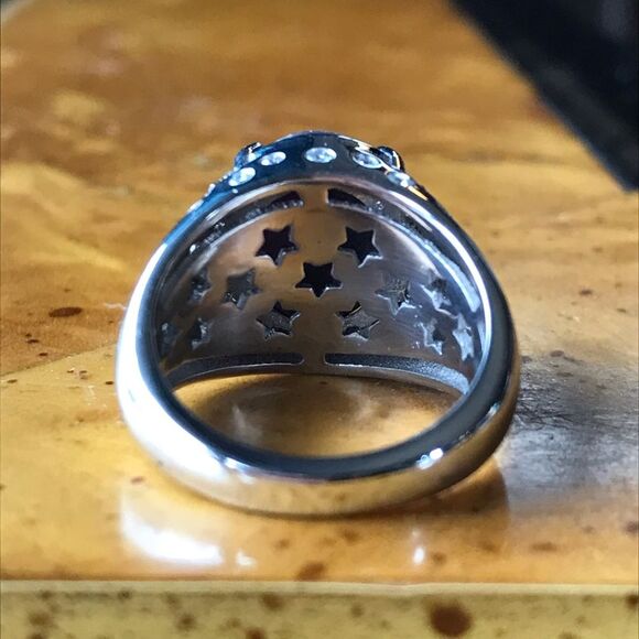 Natural Star Ruby Moissanite Sterling Silver Ring - Picture 4 of 8